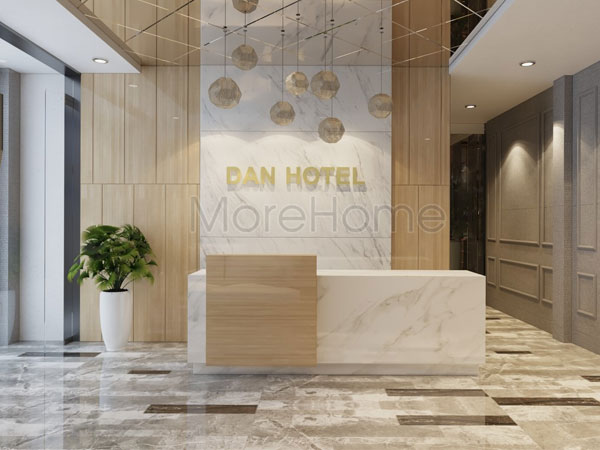  Quầy lễ tân đá nhân tạo chữ I khách sạn Dan Hotel
