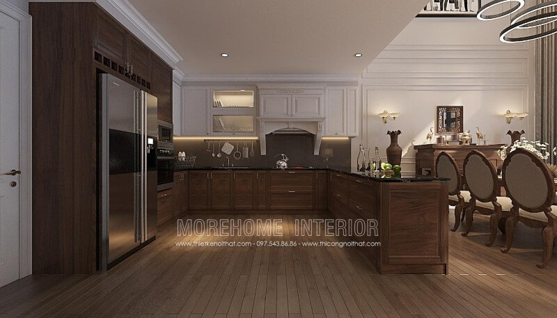 Thiết kế tủ bếp biệt thự có quầy bar phong cách ấn tượng, lạ mắt và là điểm nhấn mới mẻ cho mọi gia đình. Không chỉ mang tính thẩm mỹ cao, nó còn là nơi có thể chế biến thức ăn, lại vừa có thể thưởng thức những thành phẩm của mình. Tủ bếp đẹp, tủ bếp đẹp hiện đại, tủ bếp An Cường, tủ bếp cao cấp