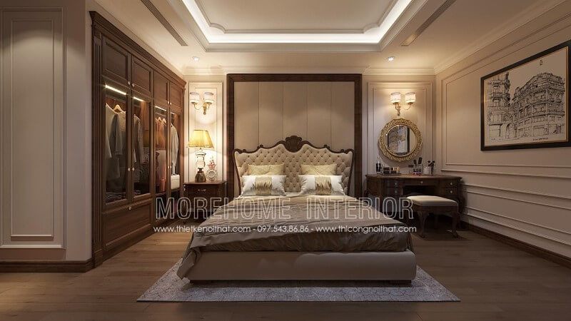 Tủ quần áo gỗ óc chó có phong cách tân cổ điển sang trọng được nhiều người yêu mến.